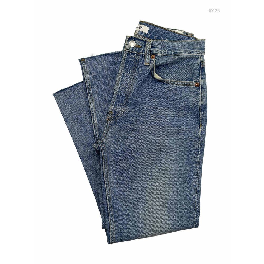 RE/DONE 70s Stove Pipe Jeans 26 Medium Vain Raw Hem 188-3WSTV27-11 - Picture 7 of 11